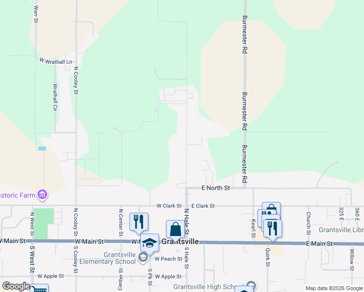 map of restaurants, bars, coffee shops, grocery stores, and more near 259 North Hale Street in Grantsville