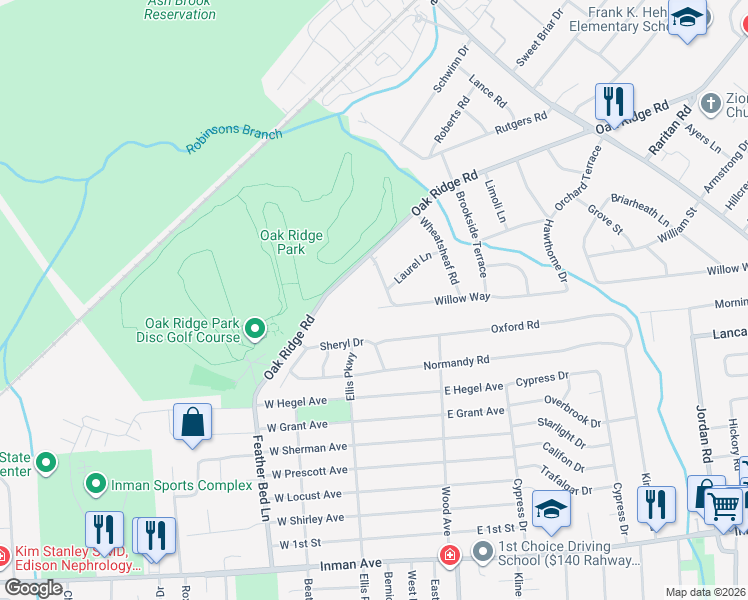 map of restaurants, bars, coffee shops, grocery stores, and more near 440 Willow Way in Clark