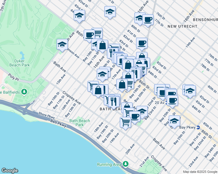 map of restaurants, bars, coffee shops, grocery stores, and more near in Brooklyn