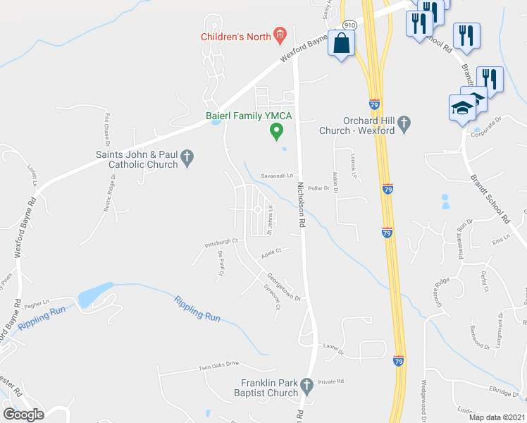 map of restaurants, bars, coffee shops, grocery stores, and more near 1954 Georgetown Drive in Sewickley