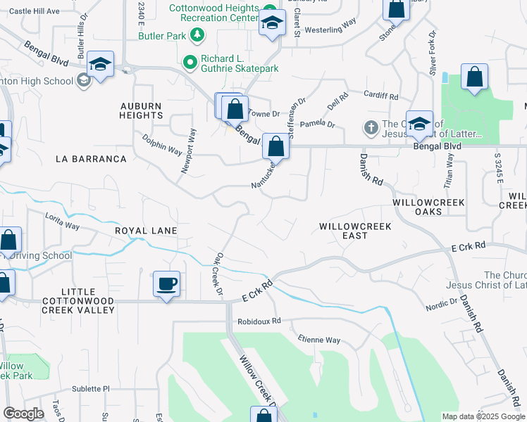 map of restaurants, bars, coffee shops, grocery stores, and more near 7970 South Grand Vista Way in Cottonwood Heights