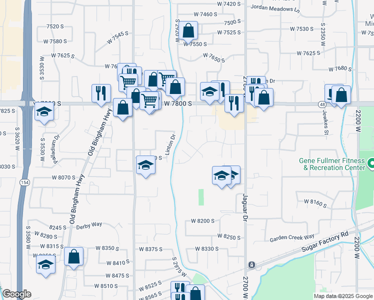 map of restaurants, bars, coffee shops, grocery stores, and more near 7987 South 2980 West in West Jordan
