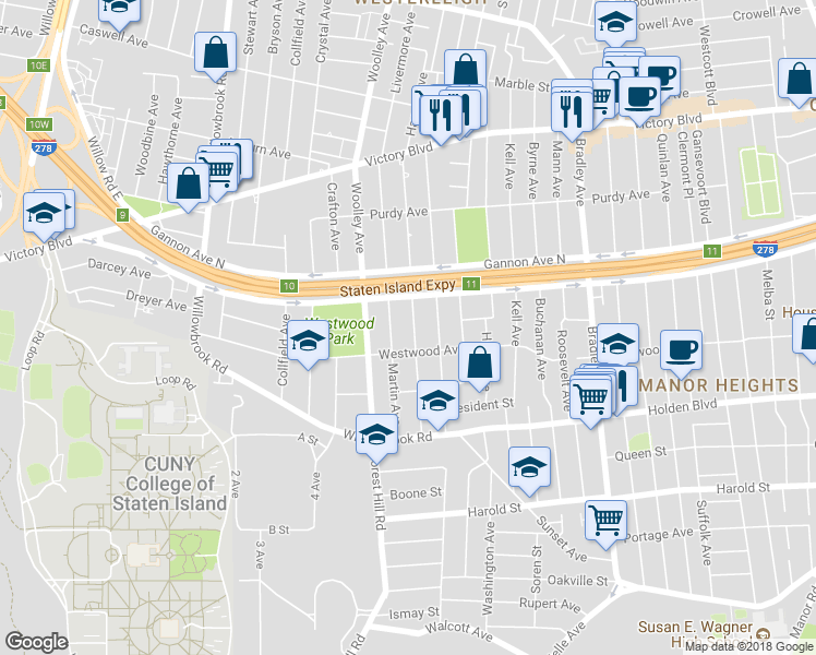 map of restaurants, bars, coffee shops, grocery stores, and more near 184 Ardmore Avenue in Staten Island