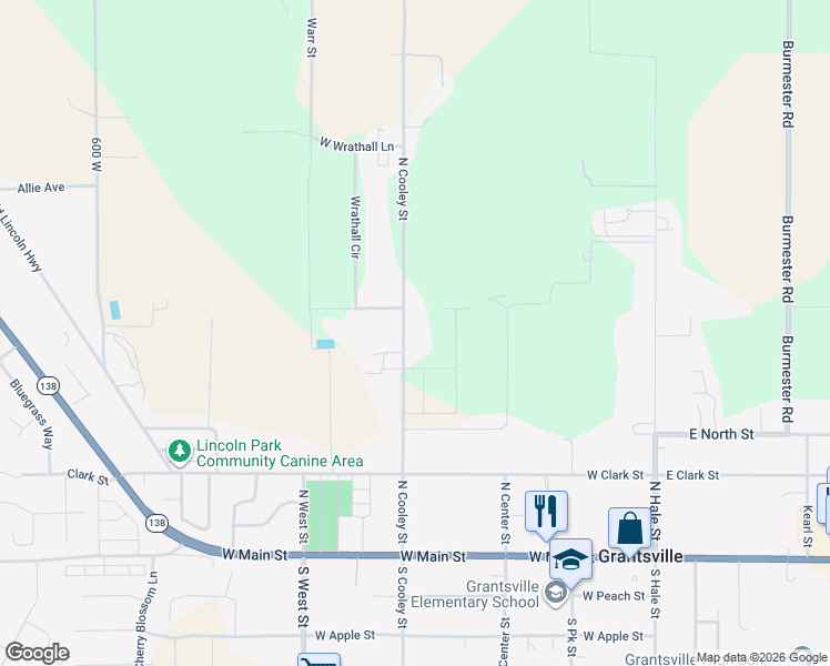 map of restaurants, bars, coffee shops, grocery stores, and more near 304 North Cooley Street in Grantsville