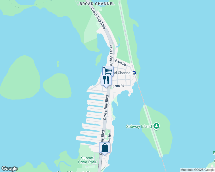 map of restaurants, bars, coffee shops, grocery stores, and more near 901 Cross Bay Boulevard in Queens