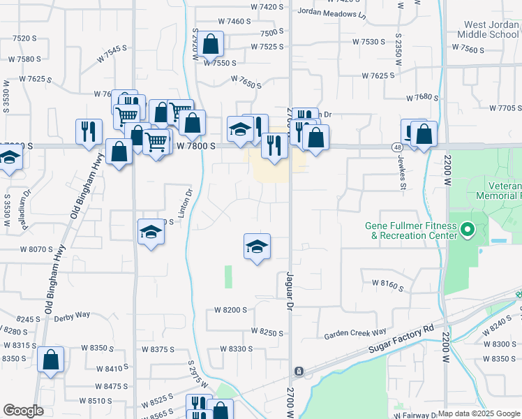 map of restaurants, bars, coffee shops, grocery stores, and more near 7963 South 2800 West in West Jordan