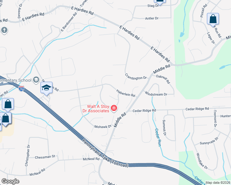 map of restaurants, bars, coffee shops, grocery stores, and more near 3179 Haberlein Road in Gibsonia