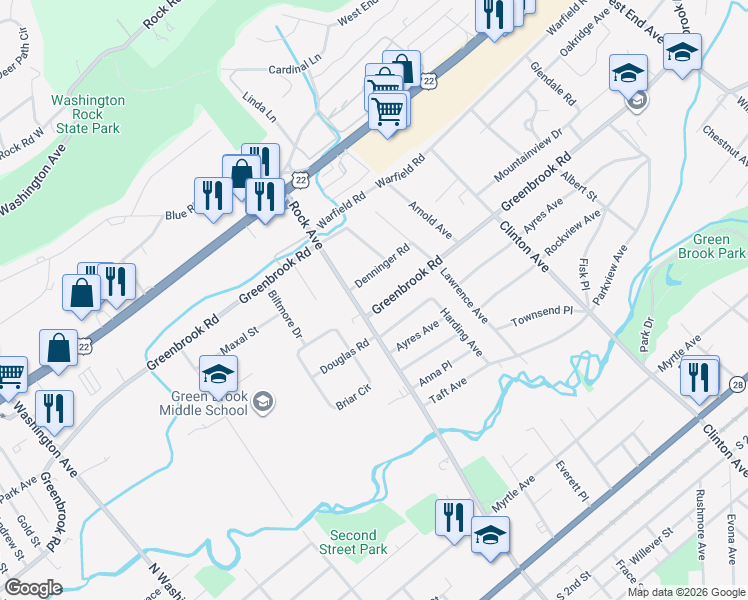 map of restaurants, bars, coffee shops, grocery stores, and more near 724 Greenbrook Rd in North Plainfield