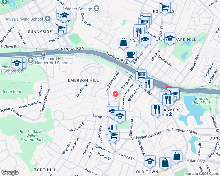 map of restaurants, bars, coffee shops, grocery stores, and more near 16 Baltic Avenue in Staten Island