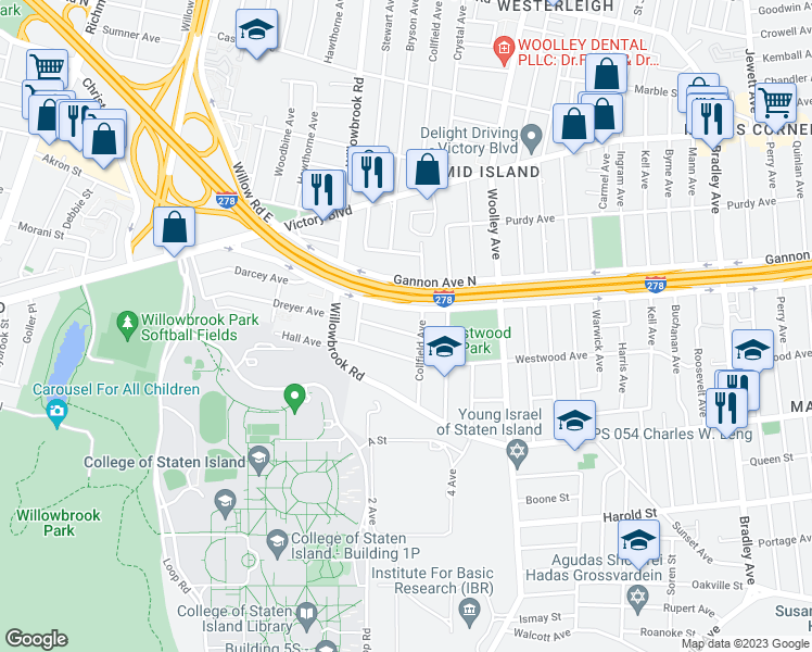 map of restaurants, bars, coffee shops, grocery stores, and more near 15 Bascom Place in Staten Island