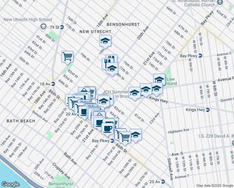 map of restaurants, bars, coffee shops, grocery stores, and more near 2067 81st Street in Brooklyn