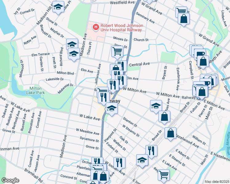map of restaurants, bars, coffee shops, grocery stores, and more near in Rahway