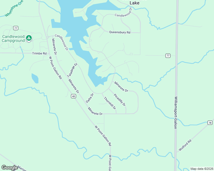 map of restaurants, bars, coffee shops, grocery stores, and more near 201 Candlewood Drive in Mount Gilead