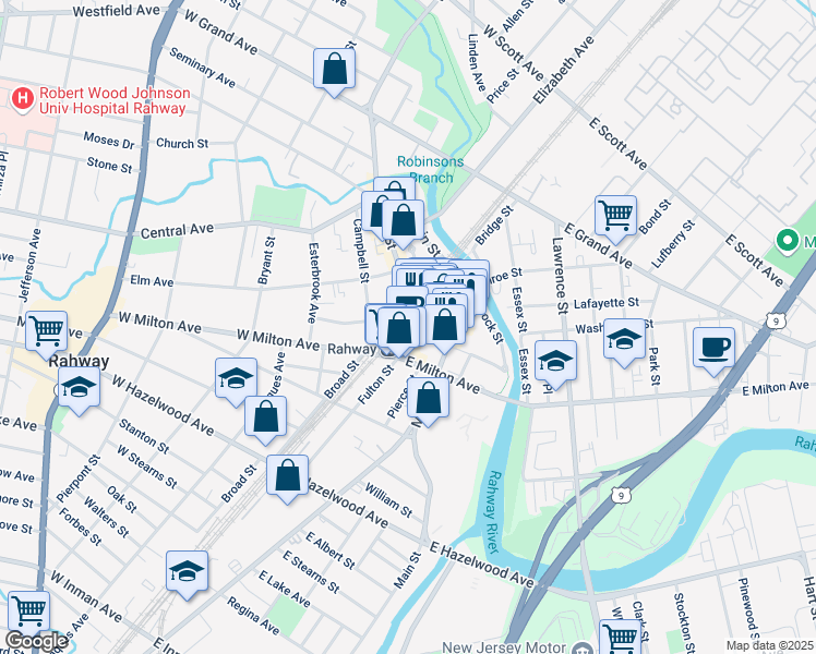 map of restaurants, bars, coffee shops, grocery stores, and more near in Rahway