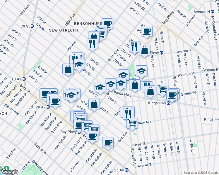 map of restaurants, bars, coffee shops, grocery stores, and more near in Brooklyn