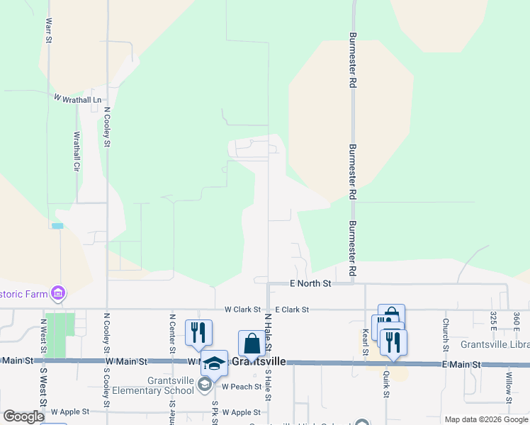 map of restaurants, bars, coffee shops, grocery stores, and more near 259 North Hale Street in Grantsville
