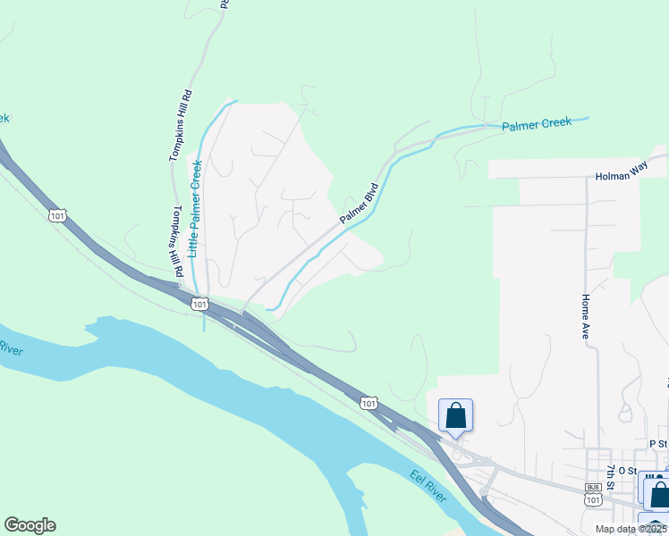 map of restaurants, bars, coffee shops, grocery stores, and more near 231 Hansen Drive in Fortuna