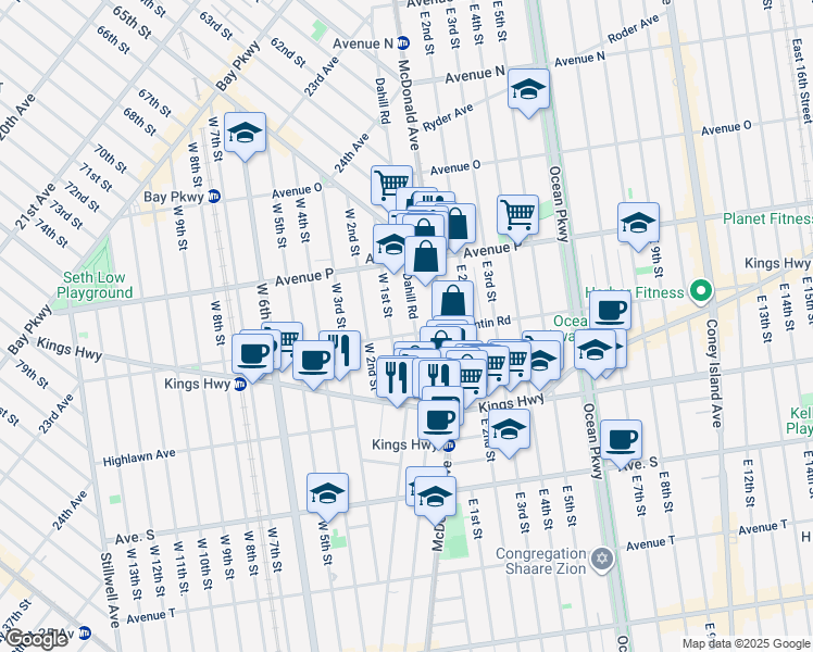 map of restaurants, bars, coffee shops, grocery stores, and more near in Brooklyn