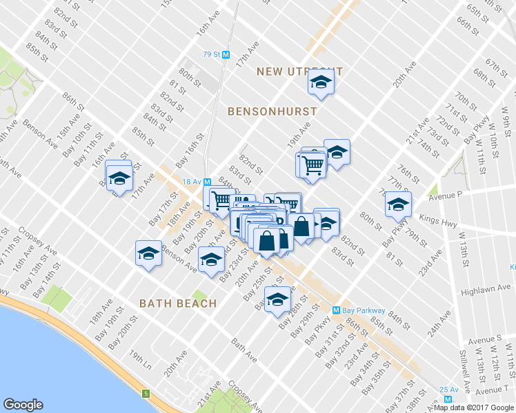map of restaurants, bars, coffee shops, grocery stores, and more near 1949 84th Street in Brooklyn
