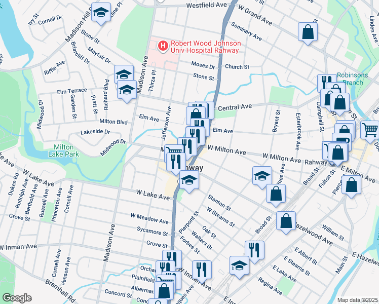 map of restaurants, bars, coffee shops, grocery stores, and more near in Rahway
