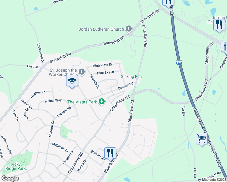 map of restaurants, bars, coffee shops, grocery stores, and more near 5207 Chandler Way in Lehigh County
