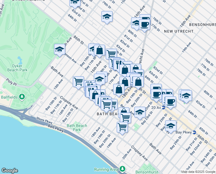 map of restaurants, bars, coffee shops, grocery stores, and more near in Brooklyn