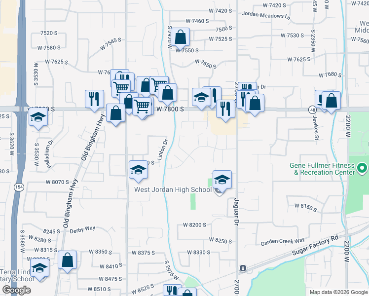 map of restaurants, bars, coffee shops, grocery stores, and more near 7933 S 2940 W in West Jordan