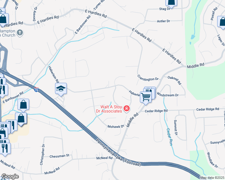 map of restaurants, bars, coffee shops, grocery stores, and more near 5089 Meadowridge Lane in Gibsonia