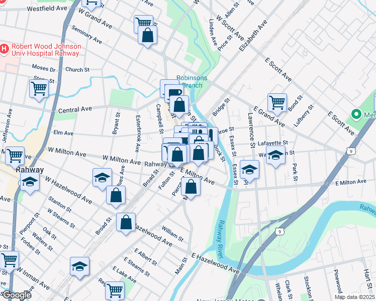 map of restaurants, bars, coffee shops, grocery stores, and more near in Rahway