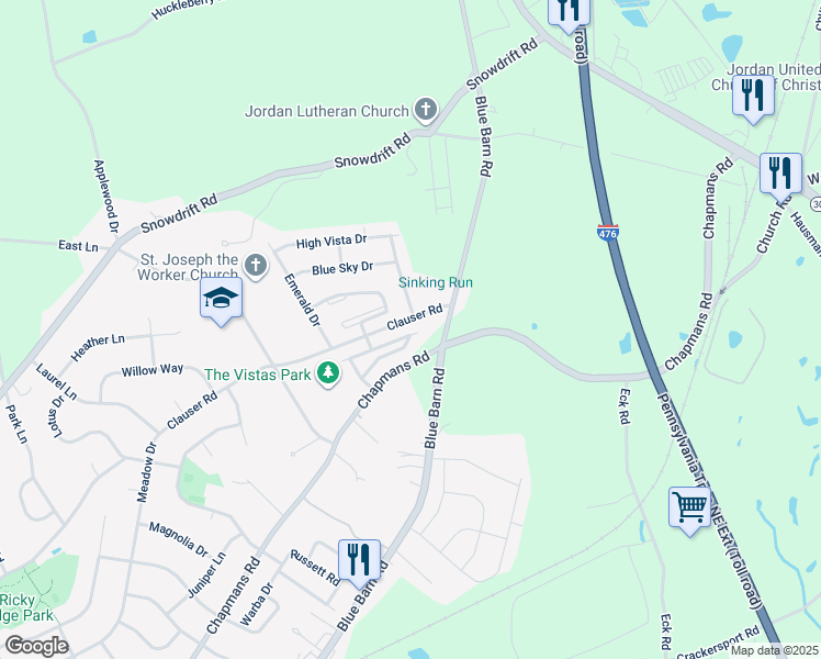 map of restaurants, bars, coffee shops, grocery stores, and more near 5207 Chandler Way in Lehigh County