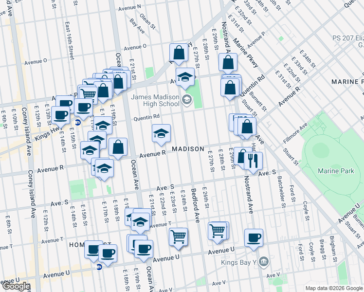 map of restaurants, bars, coffee shops, grocery stores, and more near in Brooklyn