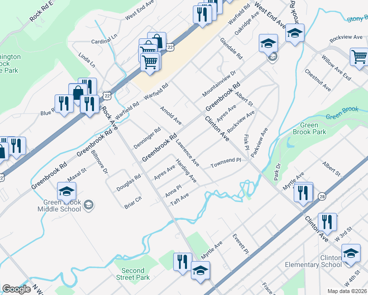 map of restaurants, bars, coffee shops, grocery stores, and more near 208 Harding Avenue in North Plainfield
