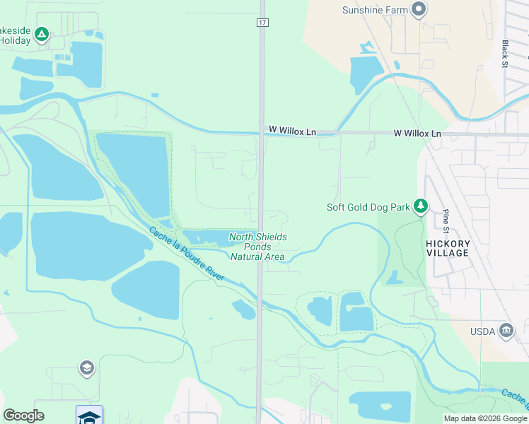 map of restaurants, bars, coffee shops, grocery stores, and more near 1400 North Shields Street in Fort Collins