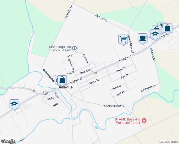 map of restaurants, bars, coffee shops, grocery stores, and more near 4119 East Main Street in Belleville