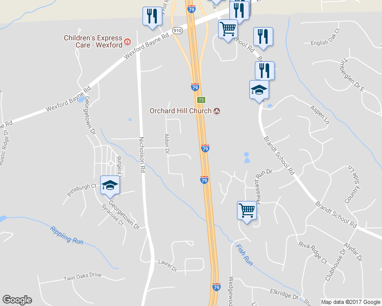 map of restaurants, bars, coffee shops, grocery stores, and more near 1311 Gantry Court in Sewickley