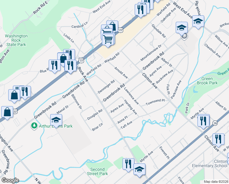 map of restaurants, bars, coffee shops, grocery stores, and more near 720 Coolidge Avenue in North Plainfield