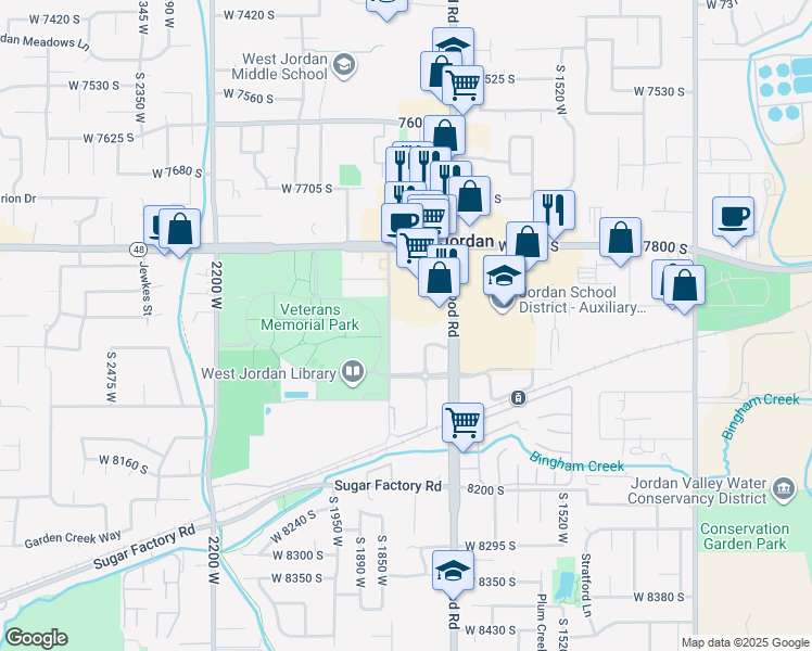 map of restaurants, bars, coffee shops, grocery stores, and more near 7971 South 1825 West in West Jordan