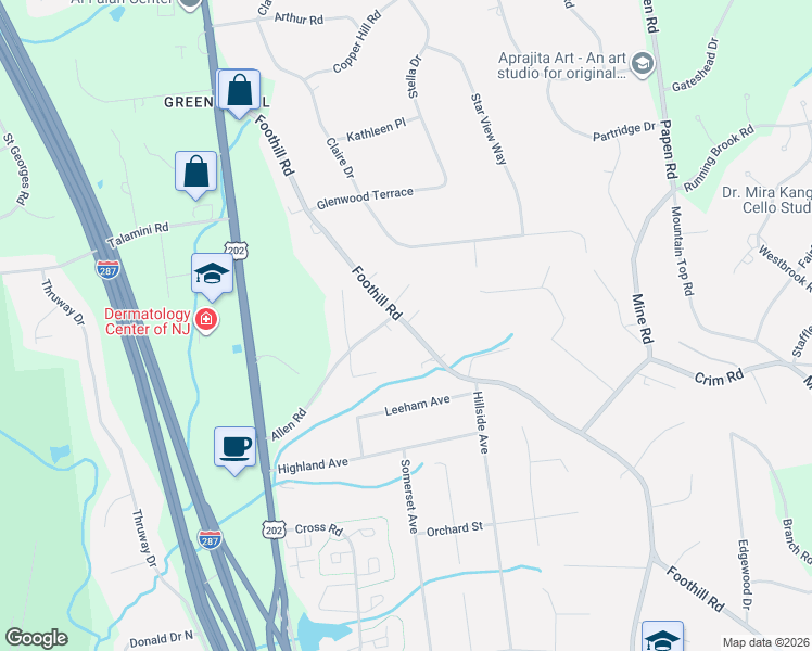 map of restaurants, bars, coffee shops, grocery stores, and more near 38 Allen Road in Bridgewater Township