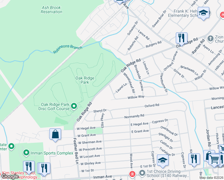 map of restaurants, bars, coffee shops, grocery stores, and more near 440 Willow Way in Clark