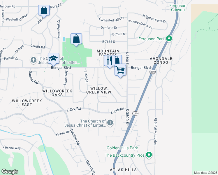map of restaurants, bars, coffee shops, grocery stores, and more near 7931 Norwood Road in Cottonwood Heights