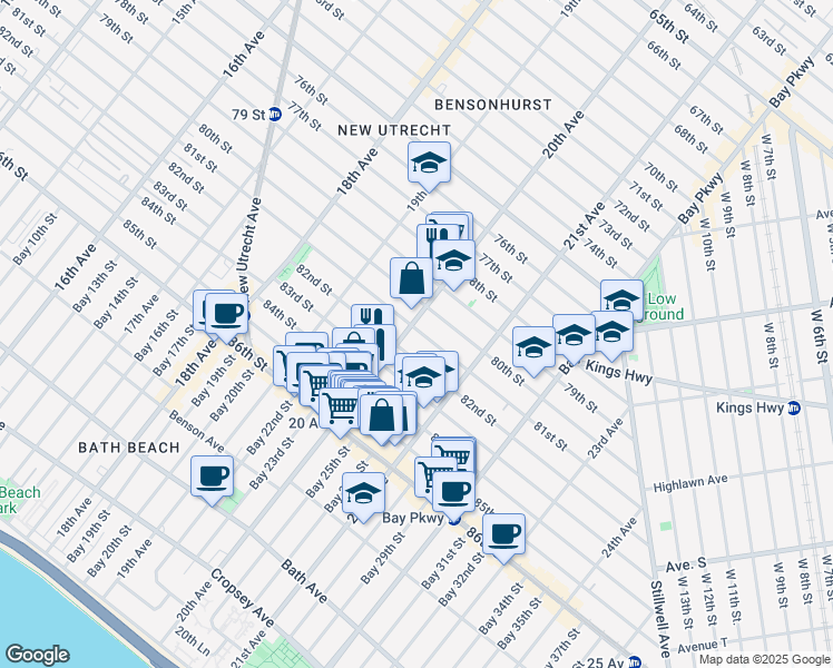 map of restaurants, bars, coffee shops, grocery stores, and more near 2029 82nd Street in Brooklyn