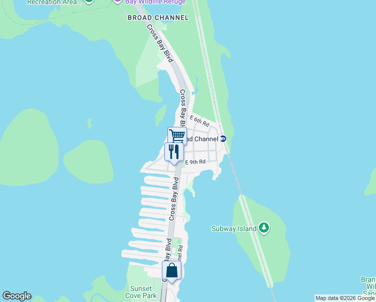 map of restaurants, bars, coffee shops, grocery stores, and more near 901 Cross Bay Boulevard in Queens