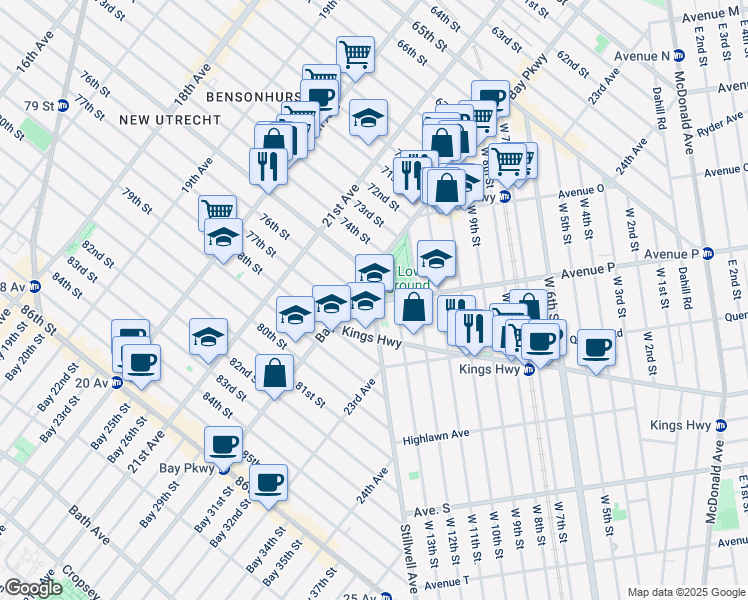 map of restaurants, bars, coffee shops, grocery stores, and more near in Brooklyn