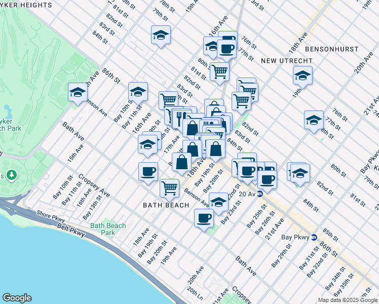 map of restaurants, bars, coffee shops, grocery stores, and more near in Brooklyn