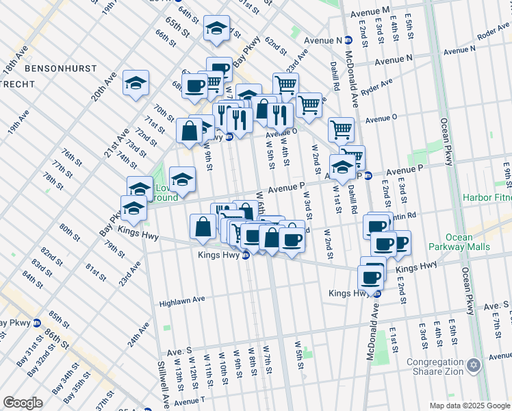 map of restaurants, bars, coffee shops, grocery stores, and more near in Brooklyn