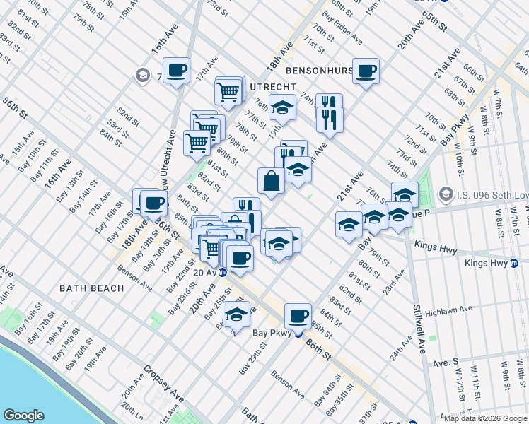 map of restaurants, bars, coffee shops, grocery stores, and more near in Brooklyn
