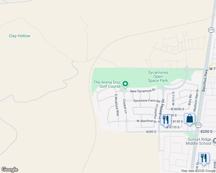 map of restaurants, bars, coffee shops, grocery stores, and more near 7514 Tilbury Lane in West Jordan