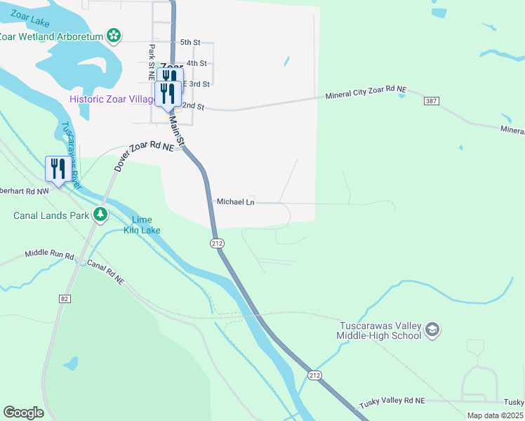 map of restaurants, bars, coffee shops, grocery stores, and more near 521-699 Michael Lane in Bolivar