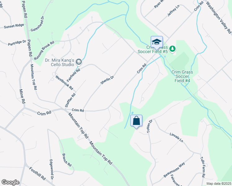 map of restaurants, bars, coffee shops, grocery stores, and more near 1215 Crim Road in Bridgewater
