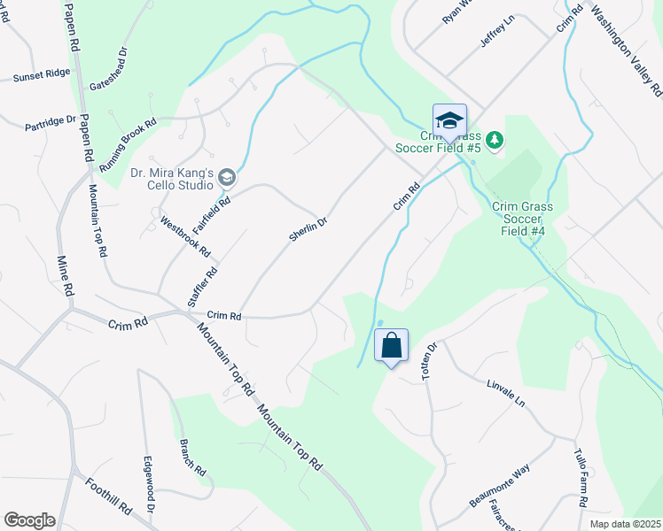 map of restaurants, bars, coffee shops, grocery stores, and more near 1215 Crim Road in Bridgewater